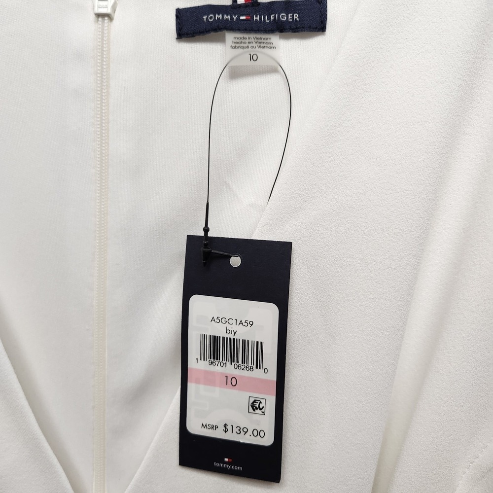 Tommy Hilfiger Belted V Neck Half Sleeve Contrast A Line Dress Women Size 10 NWT - Picture 6 of 9